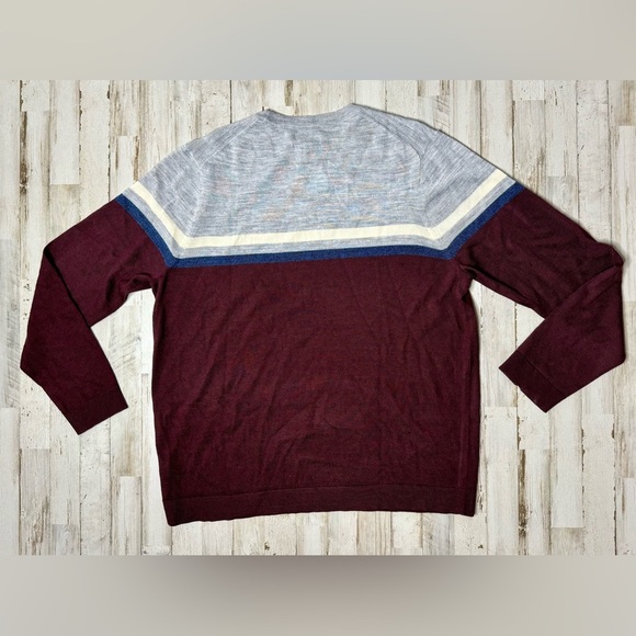 Apt 9 Seriously Soft Merino Wool Blend Sweater Mens XL Burgundy Colorblock NWT - Picture 11 of 13